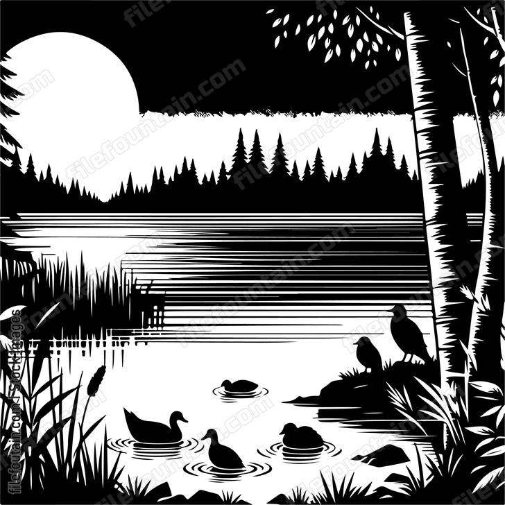 Lakexatxnightxwithxthexfaintxsoundsxofxnocturnalxwildlifexducksxandxbirdsx