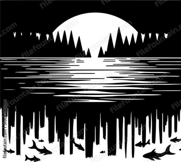 Lakexatxnightxwithxthexmysteriousxshadowsxofxcreaturesxmovingxbeneathxthexsurfacex