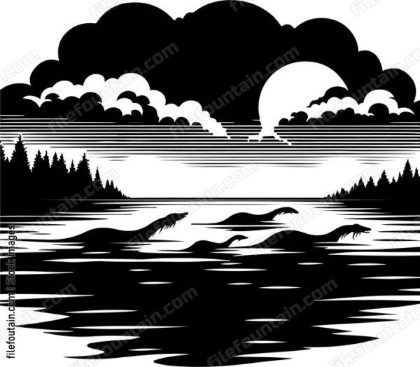 Lakexatxnightxwithxthexmysteriousxshadowsxofxcreaturesxmovingxbeneathxthexsurfacex