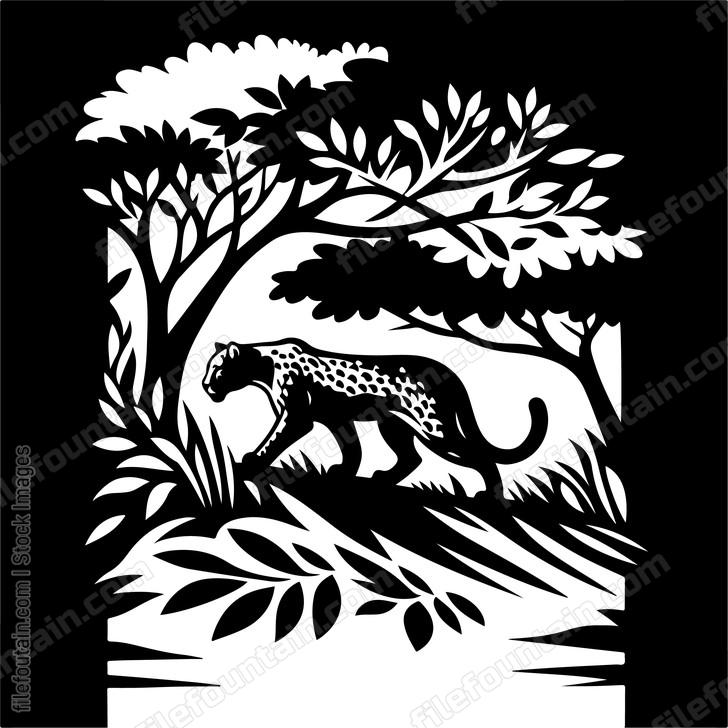 Leopard navigating through a dense jungle canopy