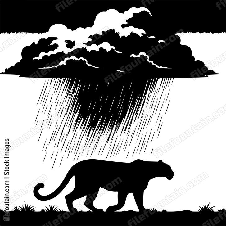 Leopard seeking refuge from a passing thunderstorm