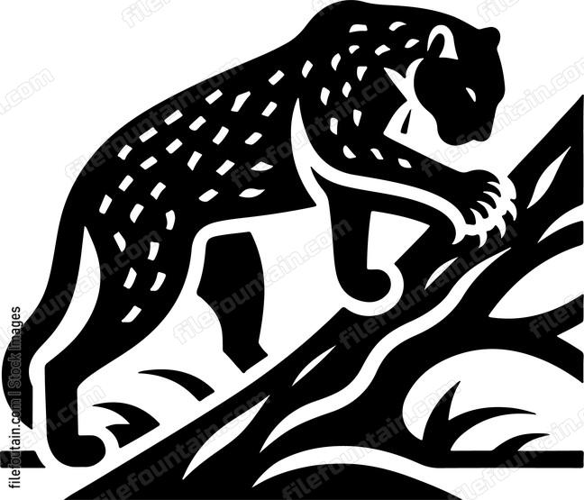 Leopard sharpening its claws on a tree trunk