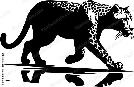 Leopard stalking its prey with intense focus