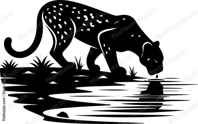 Leopard stealthily approaching a water source for a drink