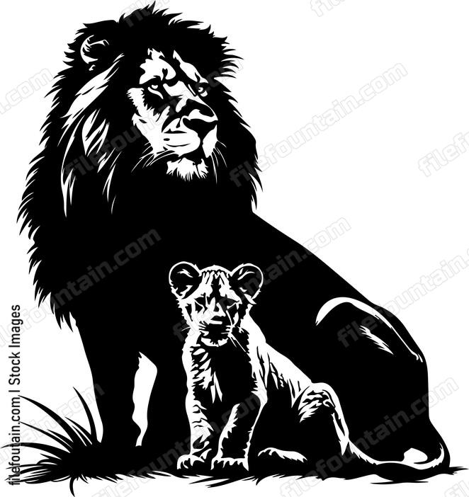 Lion Dad And Cub