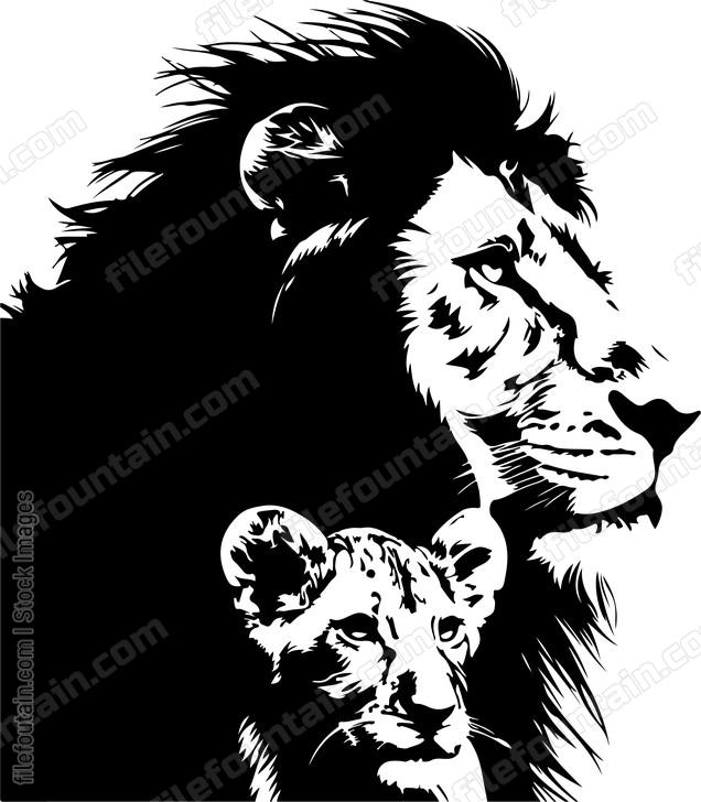 Lion Dad And Cub