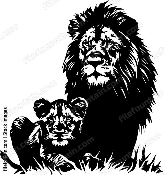 Lion Dad And Cub