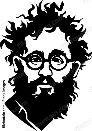 Man Curly Hair Beard and Glasses