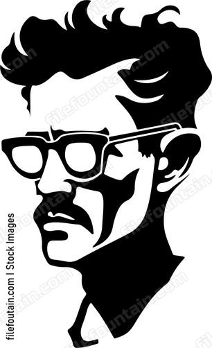 Man In Glasses and Mustache With Curly Hair