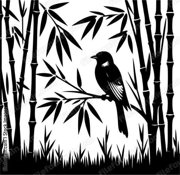 oriole capturing a moment of stillness in a bamboo grove