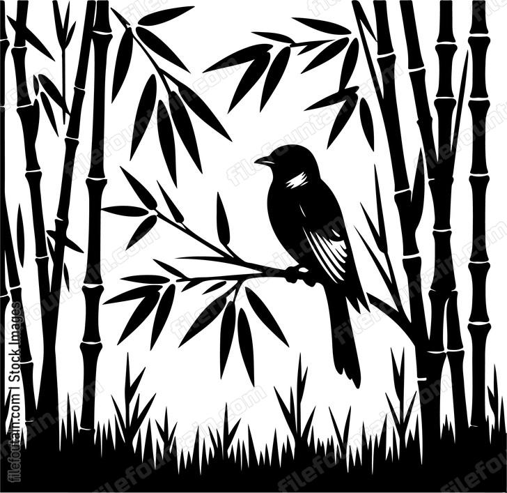 oriole capturing a moment of stillness in a bamboo grove