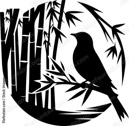 oriole capturing a moment of stillness in a bamboo grove