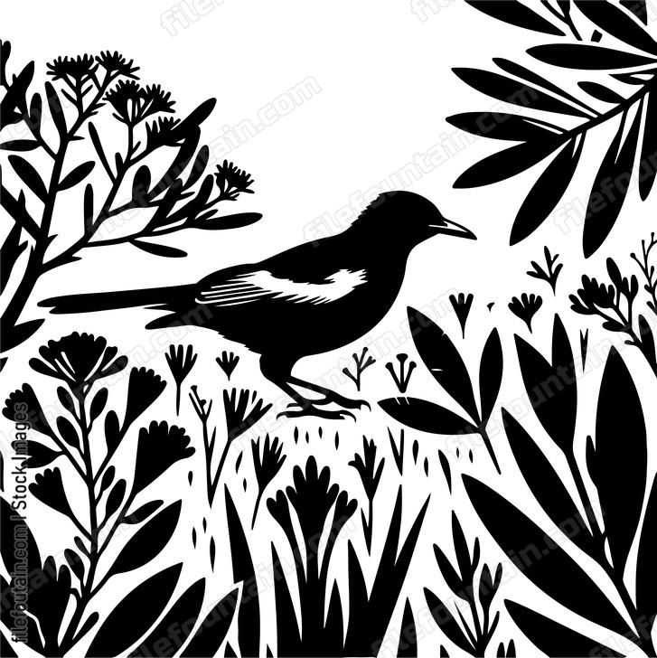 oriole exploring a garden filled with endemic plants
