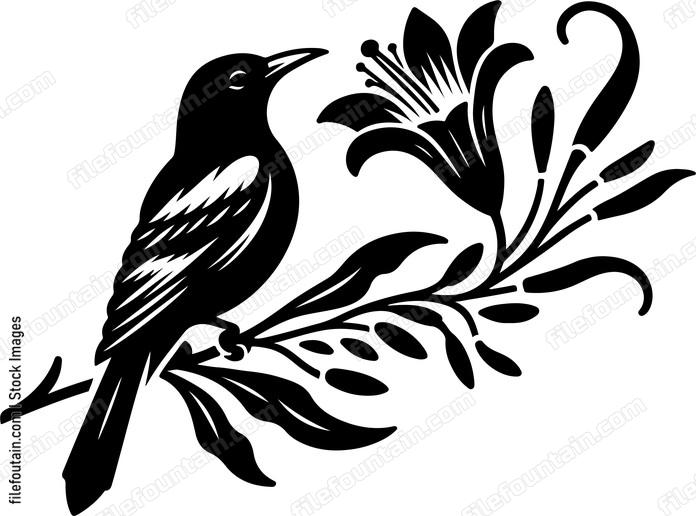 oriole interacting curiously with a native flower