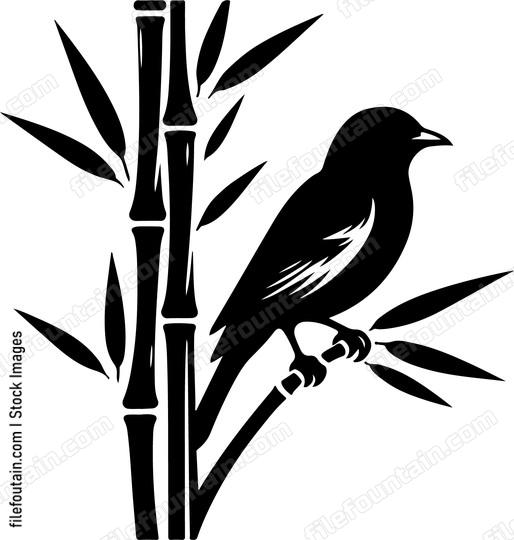 oriole perched on a bamboo stalk surveying its territory