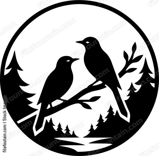 oriole sharing a moment with its mate in a forest clearing