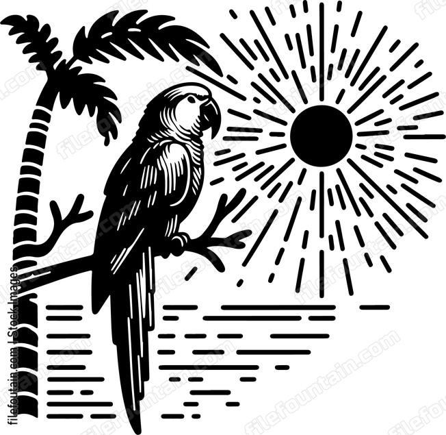 Parrot basking in the warmth of a tropical sunbeam