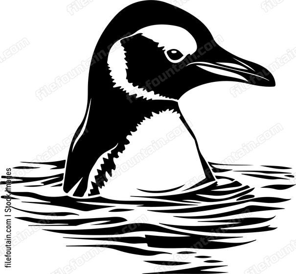 Penguin Head In Water