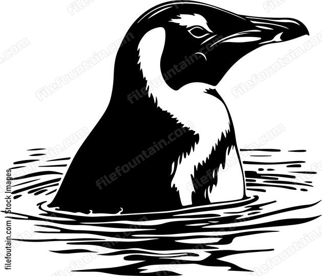 Penguin Head In Water