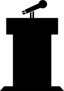 Podium with microphone