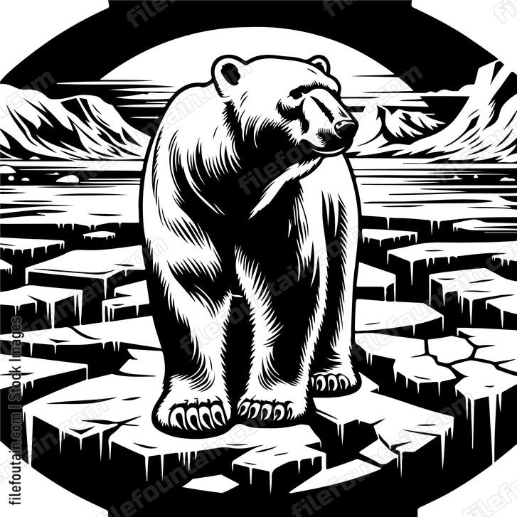 Polar Bear Standing Arctic Ice