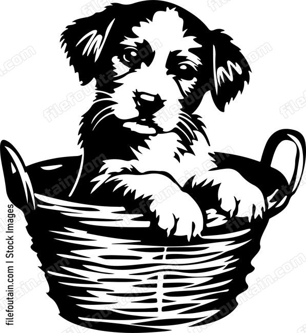 Puppy In Basket