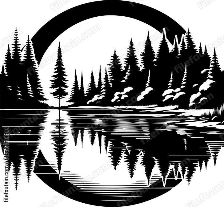 Reflectionxofxaxnearbyxforestxcompletexwithxitsxnocturnalxinhabitantsxonxthexlakex