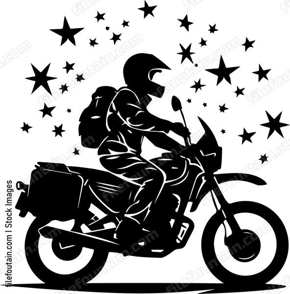 Riding Mororcycle Under The Stars