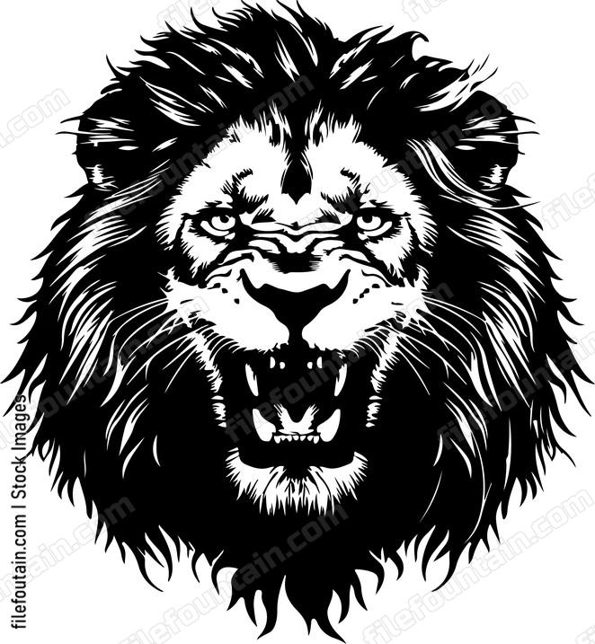 Roaring Lion Head Face