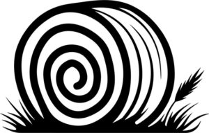 Round hay bale with wheat