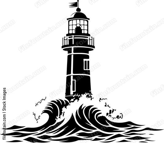 Sea Storm And Lighthouse