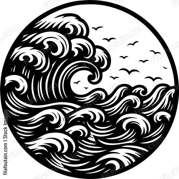 Sea Waves and birds