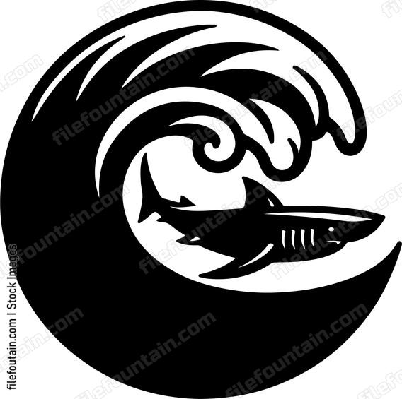 Shark cutting through a wave