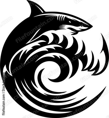 Shark cutting through a wave