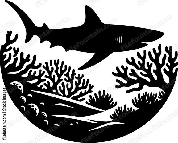 Shark gliding gracefully through coral reefs