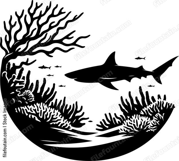 Shark gliding gracefully through coral reefs