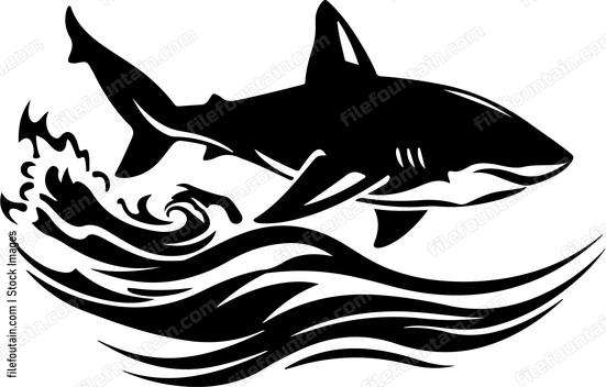 Shark Swimming In Waves