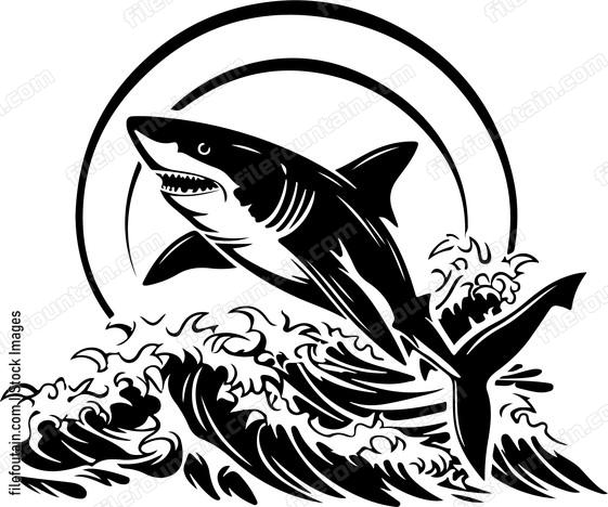 Shark Swimming In Waves