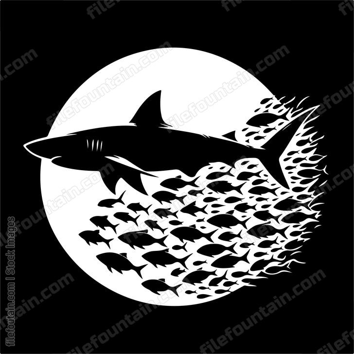 Shark weaving through a school of fish