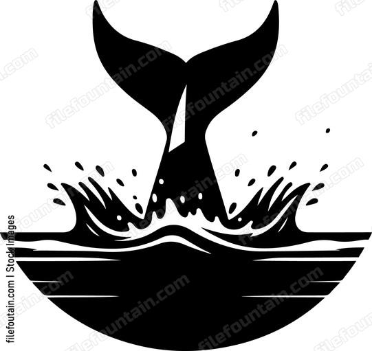 Sharks tail fin breaking the surface as it dives