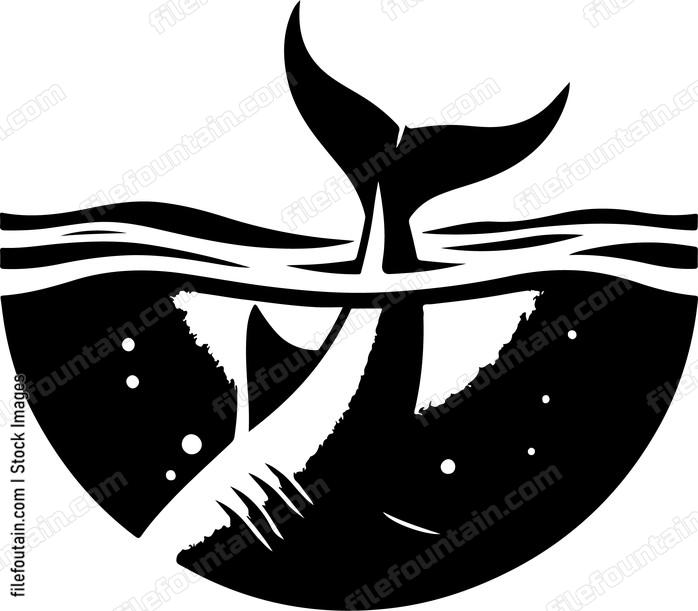 Sharks tail fin breaking the surface as it dives