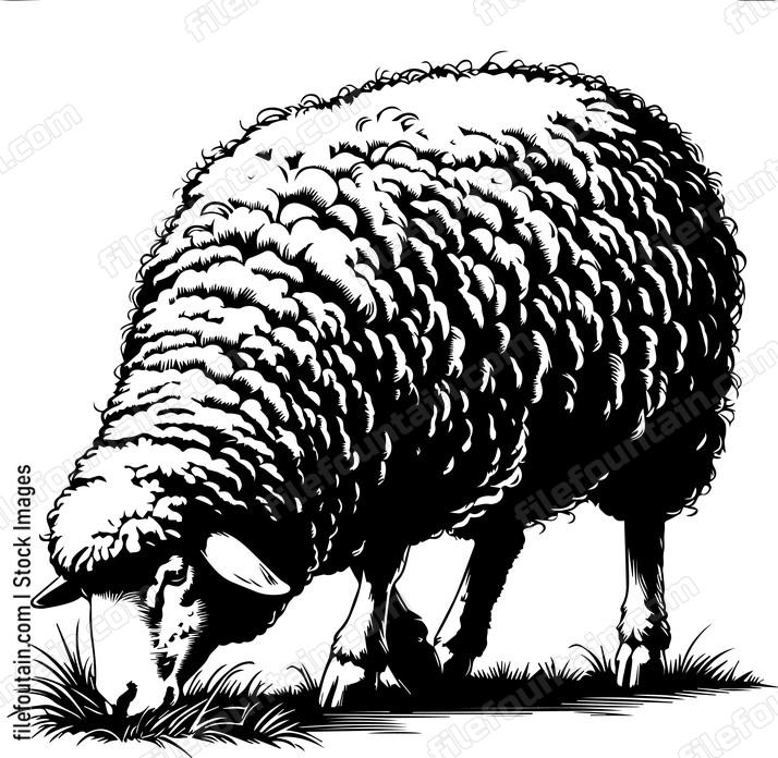 Sheep Eating Grass