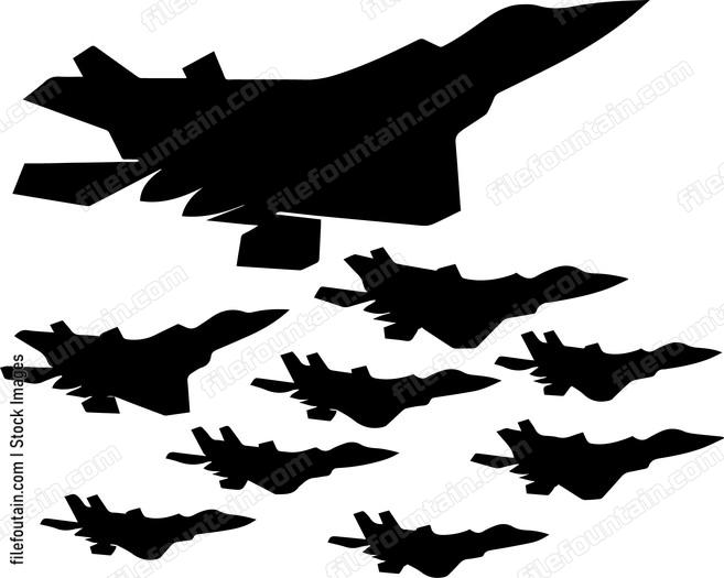 Stealth Fighter Jet Formation