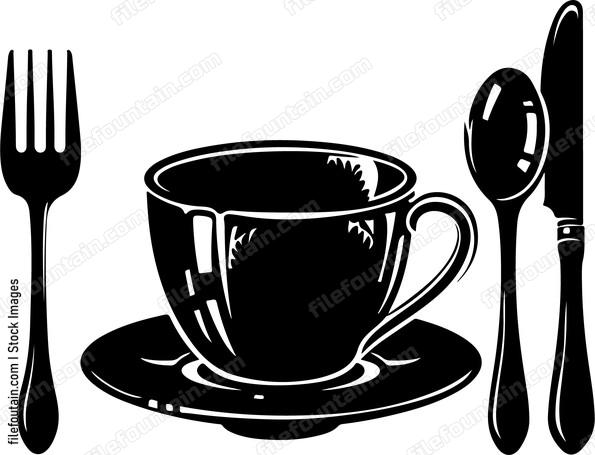 tea cup and cutlery