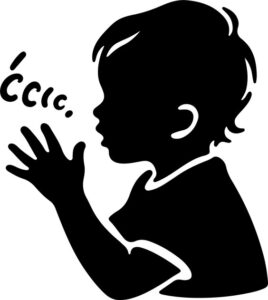 toddler attempting to communicate with simple words