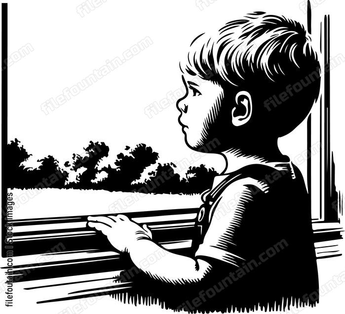 toddler looking out of a window captivated by the outdoors