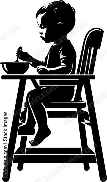 toddler sitting in a high chair eagerly awaiting mealtime