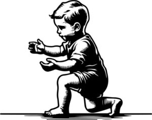 toddler taking his first steps with support