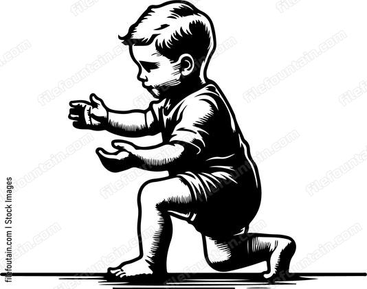 toddler taking his first steps with support