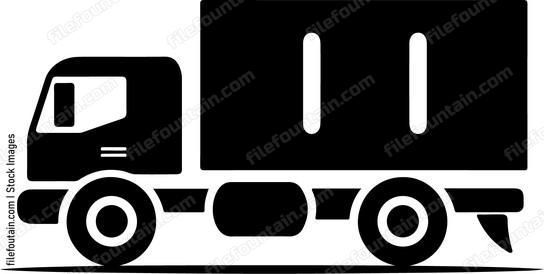 Truck with cargo in flat design